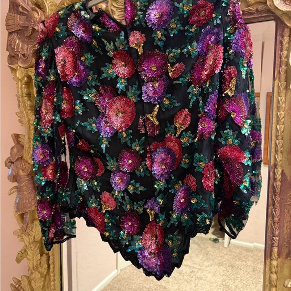 Vintage Floral Sequin Women's top - Picture 7 of 7